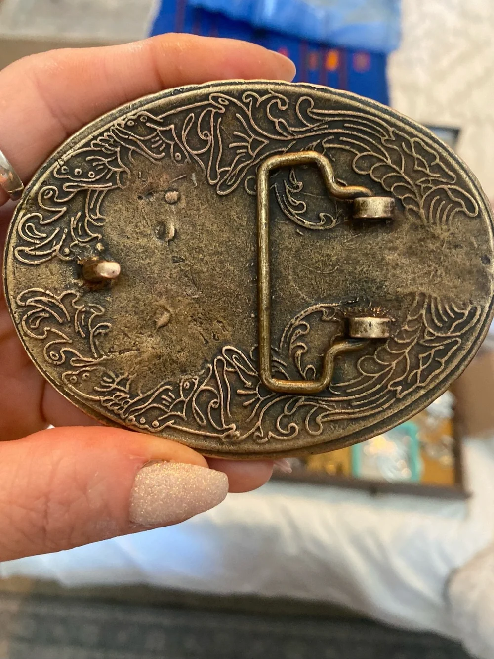 Real Turquoise Stones Belt Buckle Oval